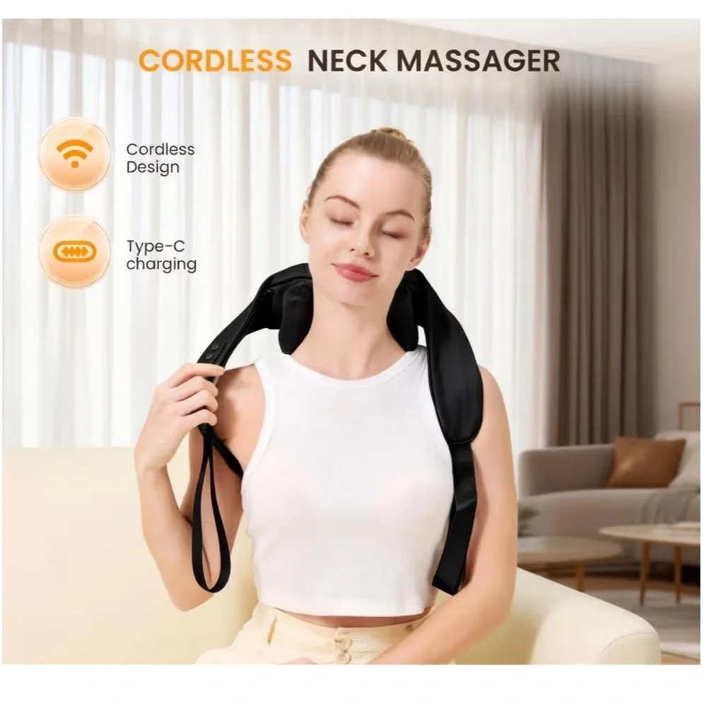 4D Wireless Neck and Shoulder Massager - Black - Picture 4 of 4